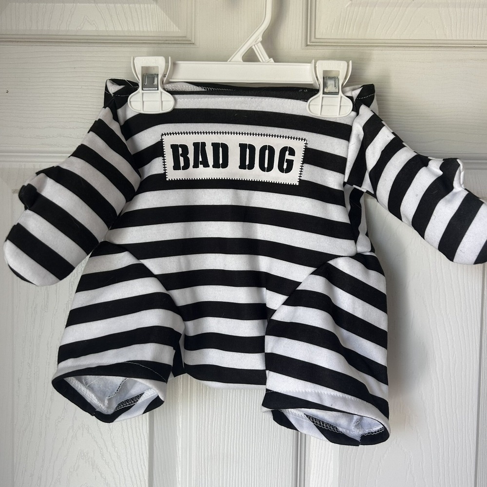 Prisoner Dog Pet Costume Halloween Large‎ White & Black Stripes Cute! Kohl's BxN